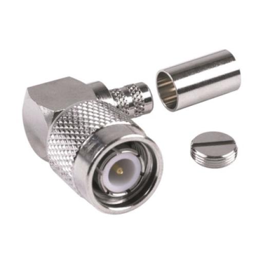 [RFINDUSTRIES_RFT-1218-X] RF Industries Conector TNC Macho en Ángulo Recto para Cable RG-8/X, LMR-240, Níquel/ Oro/ Teflón.​