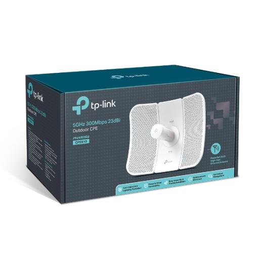 [TPLINK_CPE610] TPLINK CPE de Exterior de 5 GHz a 300Mbps, Antena direccional de 23dBi, potencia de 27 dBm, PoE pasivo