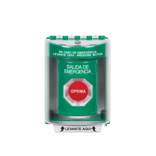 [STI_SS2-181-EX-ES] STI Botón de Salida de Emergencia, Cubierta de Policarbonato Súper Resistente de Superficie con Espaciador, Activación de Acción Mantenida, Con Bocina de Advertencia