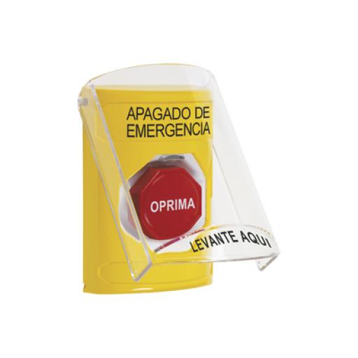 [STI_SS2-222-PO-ES] STI Botón de Apagado de Emergencia, Texto en Español, Tapa Protectora de Policarbonato Súper Resistente, Restablecimiento con Llave