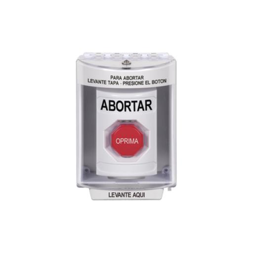 [STI_SS2-382-AB-ES] STI Botón de Abortar, Bocina de Advertencia Integrada, Texto en Español, Tapa Protectora de Policarbonato Súper Resistente con Espaciador, Restablecimiento con Llave