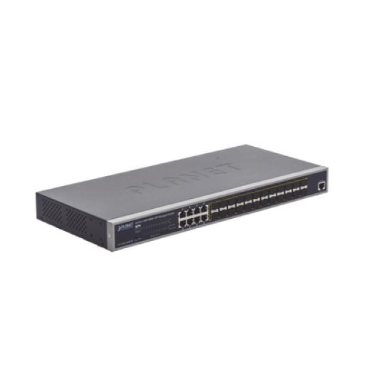[PLANET_GS-5220-16S8CR] Planet Switch Administrable Capa 2 con Fuente de Alimentación Redundante, 24 Puertos SFP Gigabit 100/1000X, 8 Puertos Combo RJ45 Gigabit.