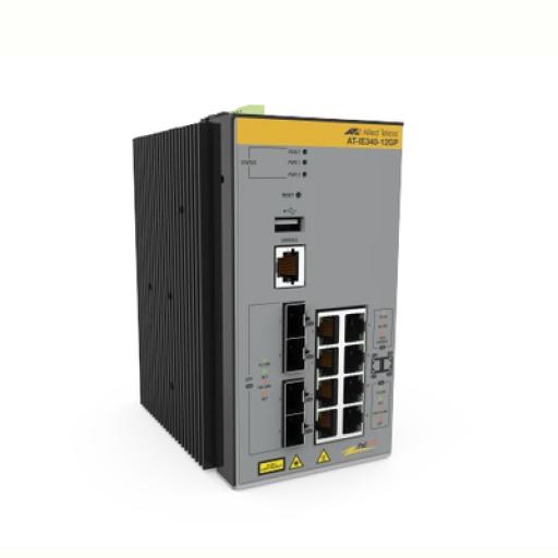 [ALLIEDTELESIS_AT-IE340-12GP-80] Allied Telesis Switch Industrial PoE+ Capa 3 D/8 Puertos 10/100/1000 PoE af/at, 4 x SFP