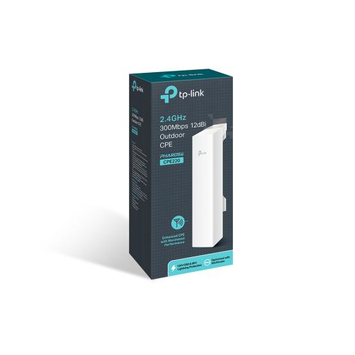 [TPLINK_CPE220] TPLINK Punto de Acceso WI-Fi  N 300Mbps en 2.4GHz, 2 antenas integradas de 12dBi, MIMO 2X2.