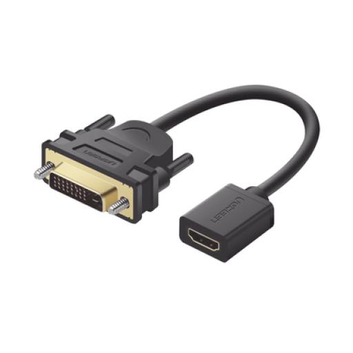 [UGREEN_20118] Ugreen Convertidor DVI macho a HDMI hembra / Bidireccional / DVI 24+1 / 1080P@60Hz / Largo 22cm / Negro