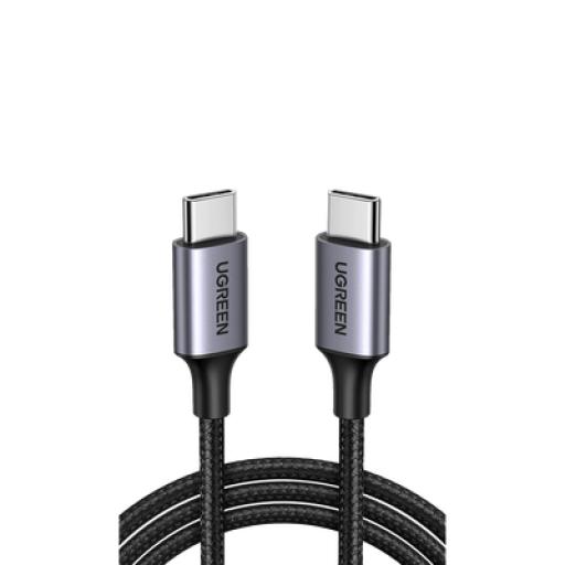 [UGREEN_50152] Ugreen Cable USB-C a USB-C | 2 Metros | Transferencia de datos de 480 Mbps | Carga Rápida de hasta 60W | QC 4.0/3.0/2.0 | PD3.0 | FPC | AFC | Protección Integrada | Caja de Aluminio | Nylon Trenzado | Color Negro | 2 años de Garantía.