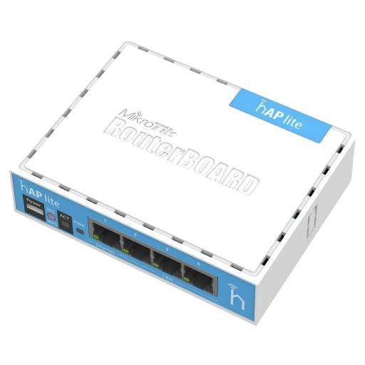 [MIKROTIK_RB941-2ND] Mikrotik (hAP Lite) 4 Puertos Fast Ethernet y  Wi-Fi 2.4 GHz 802.11 b/g/n