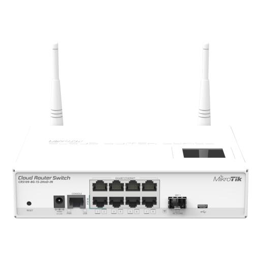 [MIKROTIK_CRS109-8G-1S-2HND-IN] Mikrotik Switch Inalámbrico 2.4GHZ 802.11B/G/N, 8 Puertos 10/100/1000Mbps, 1 puerto 1000BASE-X SFP