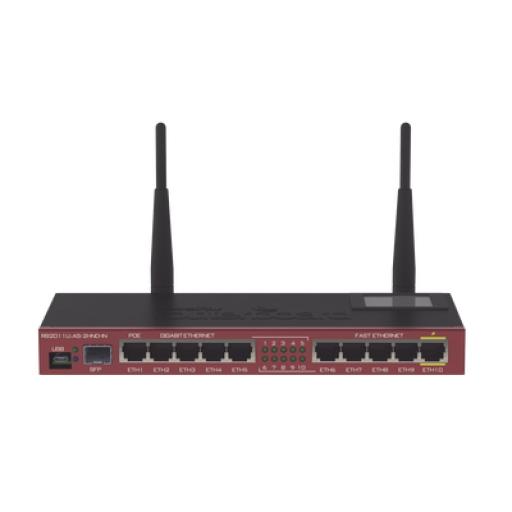 [MIKROTIK_RB2011UIAS-2HND-IN] Mikrotik Router Board, 10 Puertos Ethernet, 1 Puerto SFP, Wi-Fi de Gran Cobertura 2.4 GHz Antenas de 4 dBi, hasta 1 Watt de potencia