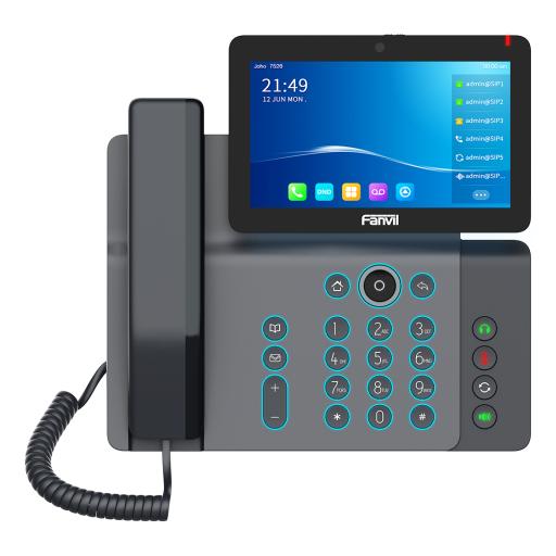 [FANVIL_V67] Fanvil Videoteléfono IP inteligente Insignia, Android 9.0, 20 líneas SIP, pantalla a color 7" ajustable, Teclado de iluminación configurable, PoE, conferencia local de 10 vías.