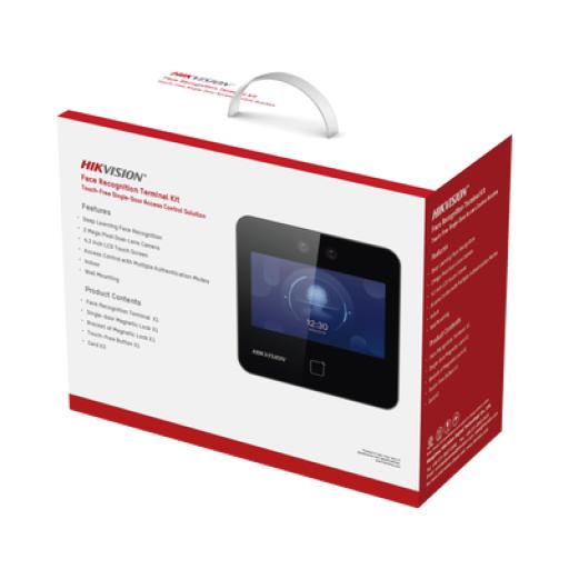 [HIKVISIONDIGITALTECHNOLOGY_DS-KAS343] Hikvision Digital Technology Kit de Control de Acceso TODO INCLUIDO con Lector de Rostros, QRs y Tarjetas / 1,500 rostros / Compatible con App HIKConnect /Incluye Electroimán  Botón de Salida y Montajes Z y L para imán 