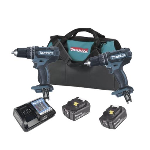 [MAKITA_DLX2501S] Makita KIT (DHP482Z Rotom..+ DTW181Z Pistola Impacto)  2 Baterías de 3 AH y Cargador Estuche de Lona18V