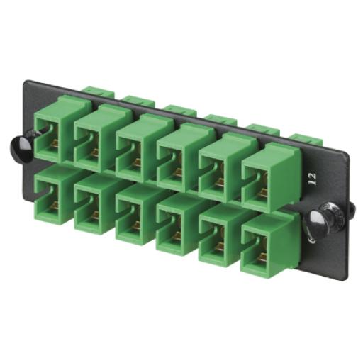 [PANDUIT_FAP12WAGSCZ] Panduit Placa Acopladora de Fibra Optica FAP, Con 12 Conectores SC/APC (12 Fibras), Para Fibra Monomodo OS1/OS2, Color Verde