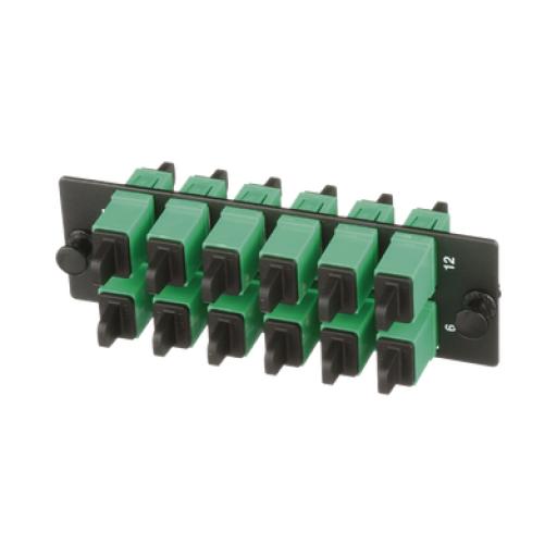 [PANDUIT_FAP12WAGSCZ] Panduit Placa Acopladora de Fibra Optica FAP, Con 12 Conectores SC/APC (12 Fibras), Para Fibra Monomodo OS1/OS2, Color Verde