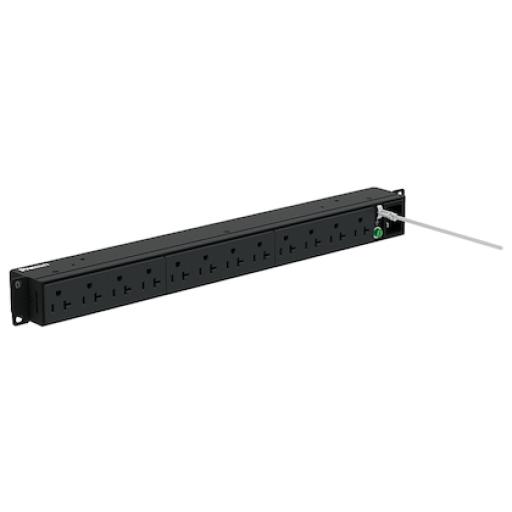 [PANDUIT_P12B19M] Panduit PDU Básico para Distribución de Energía, Enchufe de Entrada NEMA 5-20P, Con 12 Contactos NEMA 5-20R, Instalación Horizontal de 19in, 1UR, 20 Amp, 120 Vca
