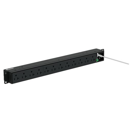 [PANDUIT_P12B01M] Panduit PDU Básico para Distribución de Energía, Enchufe de Entrada NEMA 5-15P, Con 12 Contactos NEMA 5-20R, Instalación Horizontal de 19in, 1UR, 15 Amp, 120 Vca