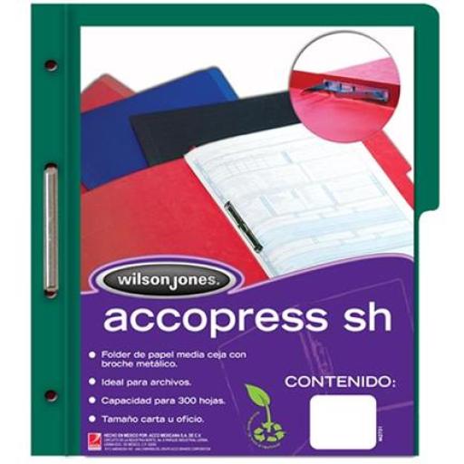 [ACCO_P4778] Acco CARPETA ACCO PRESS SH M/C CARTA VERDE OBSCURO NP C/10