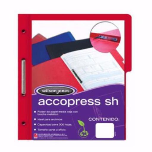 [ACCO_P4568] Acco Carpeta Acco Press Media Ceja Oficio C/Broche Color Rojo C/10