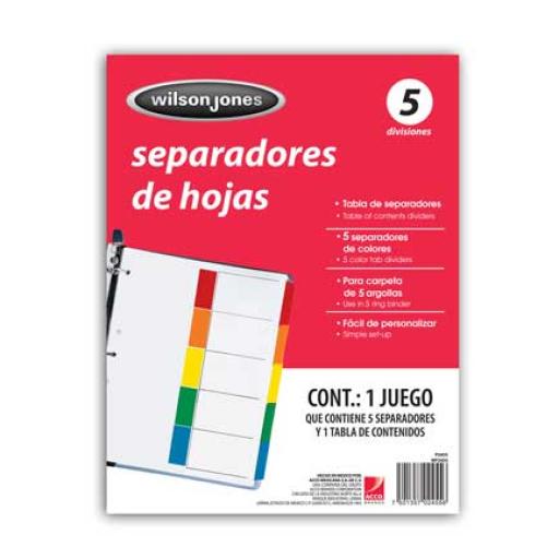 [ACCO_P2455] Acco SEPARADOR ACCO TAB 5 DIV CEJA COLOR SIN NUMERACION