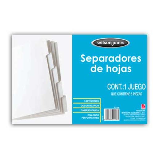 [ACCO_P2188] Acco SEPARADOR ACCO 5 DIVISIONES PAPEL BLANCO