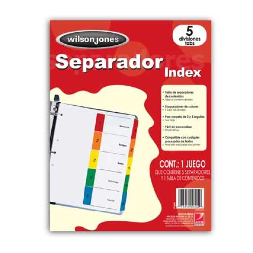 [ACCO_P1345] Acco SEPARADOR WILSON JONES VERTICAL 5 DIV CARTULINA BRISTOL C/24