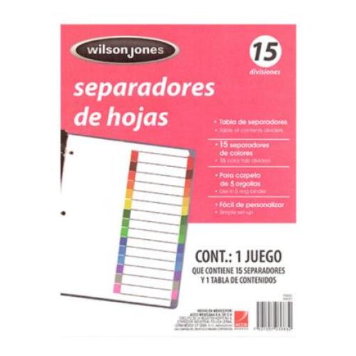 [ACCO_P3683] Acco SEPARADOR ACCO TAB 15 DIV SIN NUMERACIÓN