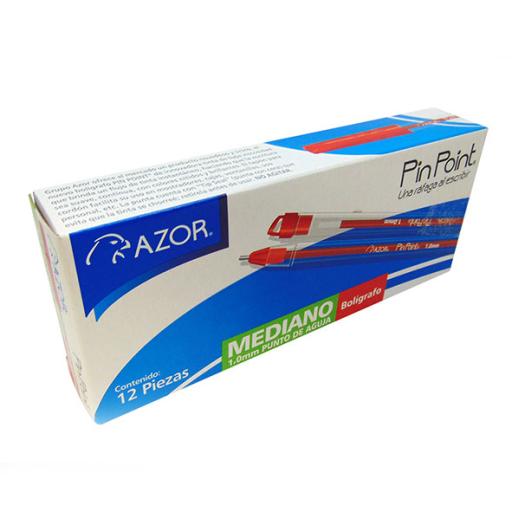 [AZOR_6830RO] Azor BOLIGRAFO PIN POINT P. MED 1.0MM ROJO CAJA C/12