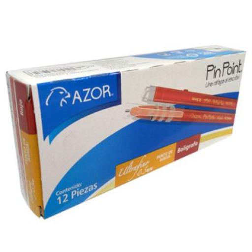 [AZOR_6840RO] Azor Boligrafo Azor Pin Point UltraFino Redondo Punta Aguja Fina 0.5 mm Color Rojo C/12