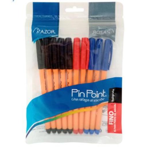[AZOR_6820NRA] Azor Bolígrafo Azor Pin Point Redondo Punta Aguja Fina 0.7 mm Colores Surtidos C/10