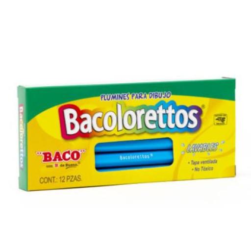 [BACO_MR122] Baco Marcador Baco Plumín Bacoloretto Color Azul Claro C/12 Pzas