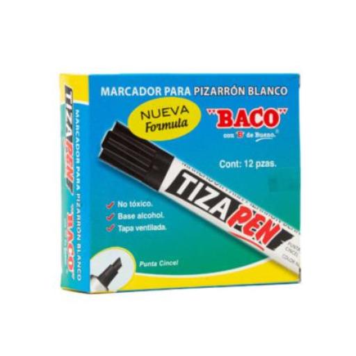 [BACO_MR020] Baco Marcador Baco Tizapen Barril Metálico Color Negro C/12 Pzas