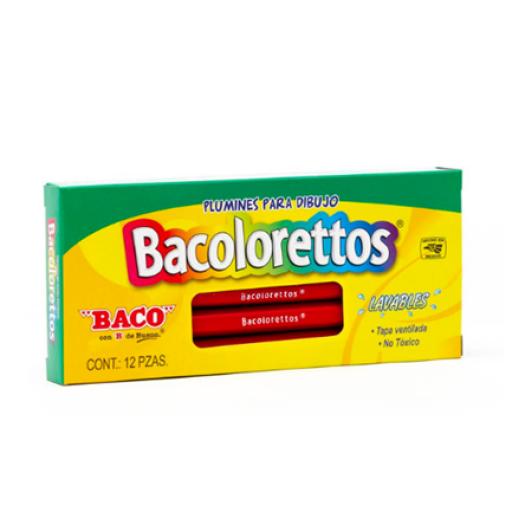 [BACO_MR125] Baco Marcador Baco Plumin Bacoloretto Color Rojo C/12 Pzas