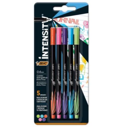 [BIC_971950] BIC Rotulador BIC Intensity Clásico Fino Colores Surtidos C/5 Pzas