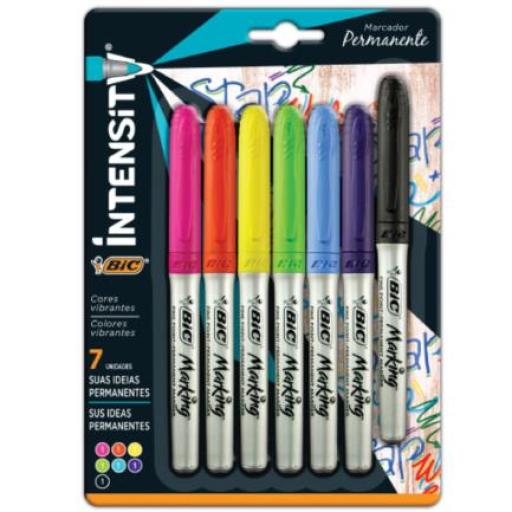 [BIC_965137] BIC Marcador BIC Marking Permanente Grip Fino Colores Surtidos C/6+1 Pzas