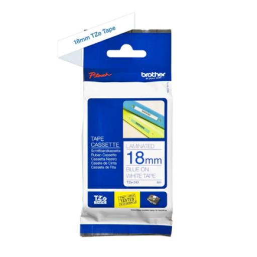 [BROTHER_TZE243] Brother CINTA BROTHER TZ-243 AZUL/BLANCO 18MM PT300/310B/330/530