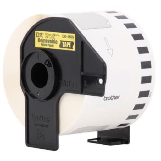 [BROTHER_DK4605] Brother Cinta Etiquetadora Brother DK4605 Continua Removible Amarilla 62mmx30.4m