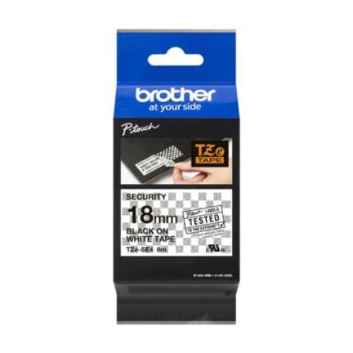 [BROTHER_TZESE4] Brother Cinta Laminada Brother TZESE4 Texto Negro Sobre Fondo Blanco 18mm