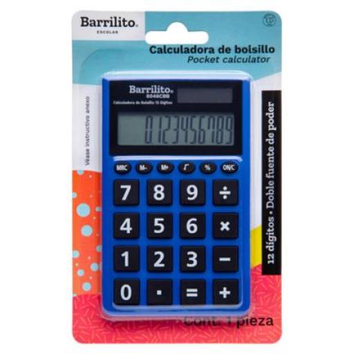 [BARRILITO_8046CBB] Barrilito Calculadora Barrilito Bolsillo 12 Digitos Doble Fuente Poder