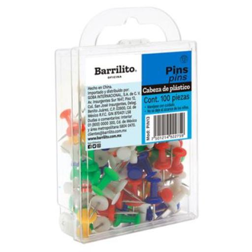 [BARRILITO_PIN13] Barrilito Pines Barrilito Plástico Colores Surtidos Caja C/100 Pzas