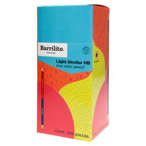 [BARRILITO_7564] Barrilito Lápiz Bicolor Barrilito HB Hexagonal Caja C/100 Pzas