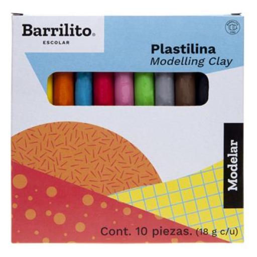 [BARRILITO_MX180] Barrilito Plastilina Barrilito Colores Surtidos 180 g Caja C/10 Barras