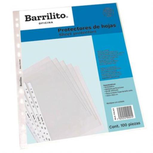 [BARRILITO_PHL100] Barrilito Protectores de Hojas Barrilito Tamaño Carta Ligeros Paquete C/100 Pzas