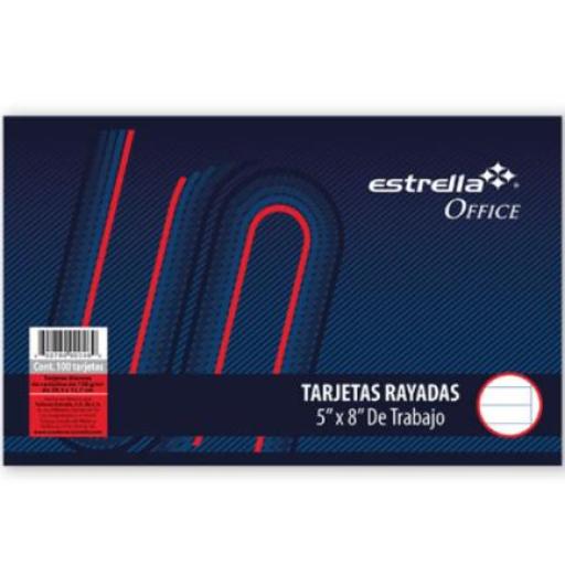 [ESTRELLA_46] Estrella Tarjetas de Trabajo Estrella 5"x8"(20.3x12.7cm) Rayada c/100 Hojas