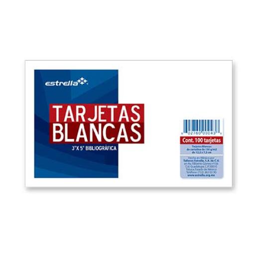 [ESTRELLA_43] Estrella TARJETA ESTRELLA BIBLIOGRAFICA 3X5 BLANCA C/100