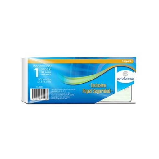 [EUROFORMAS_ER0123] EUROFORMAS  PAGARE EUROFORMAS PAPEL SEGURIDAD 21.6X9.3 CMS 100H