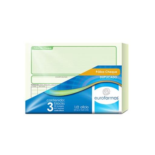 [EUROFORMAS_ER0114] EUROFORMAS  POLIZA CHEQUE EUROFORMA DUPLICA 1/2 OFICIO 25 JGS C/3B