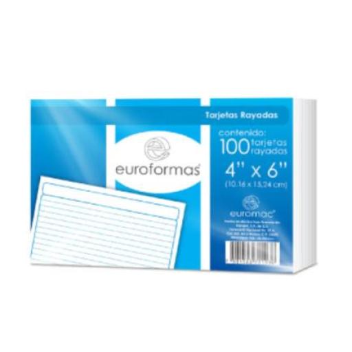 [EUROFORMAS_TI0005] EUROFORMAS  Tarjeta Euroformas Bibliográfica Rayada 4x6 C/100