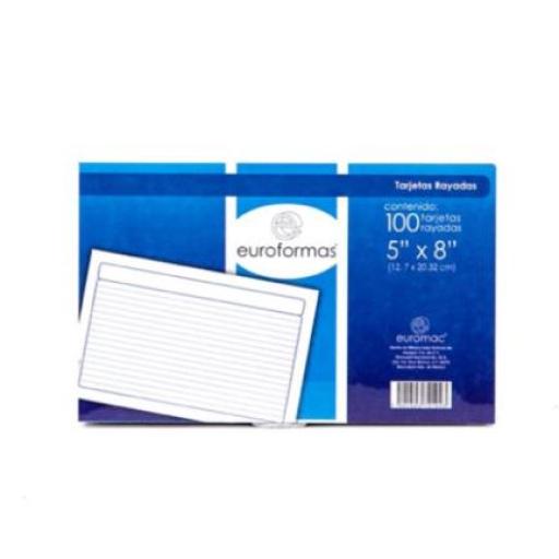 [EUROFORMAS_TI0006] EUROFORMAS  Tarjeta Euroformas Bibliográfica Rayada 5x8 C/100