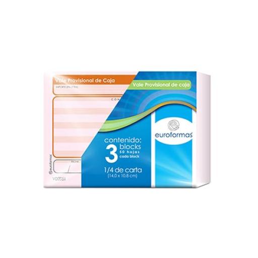 [EUROFORMAS_ER0100] EUROFORMAS  VALE EUROFORMAS PROVISIONAL DE CAJA 1/4 C/50 C/3 BLOCKS