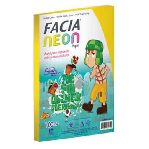 [FACIAVISION_FACIA NEON AMARILLO] FACIA VISION PAPEL FACIA VISION NEON AMARILLO TAMAÑO CARTA C/100 HJS